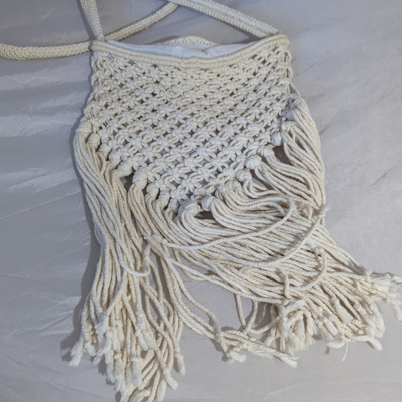 no brand Handbags - Elegant Cream Macrame Crossbody Bag